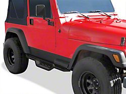 Round Tube Drop Style Nerf Side Steps; Black (87-06 Jeep Wrangler YJ & TJ)