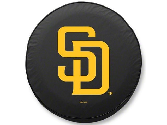 San Diego Padres Spare Tire Cover with Camera Port; Black (18-24 Jeep Wrangler JL)