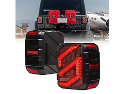 Savage Series LED Tail Lights; Black Housing; Smoked Lens (18-24 Jeep Wrangler JL w/ Factory Halogen Tail Lights)