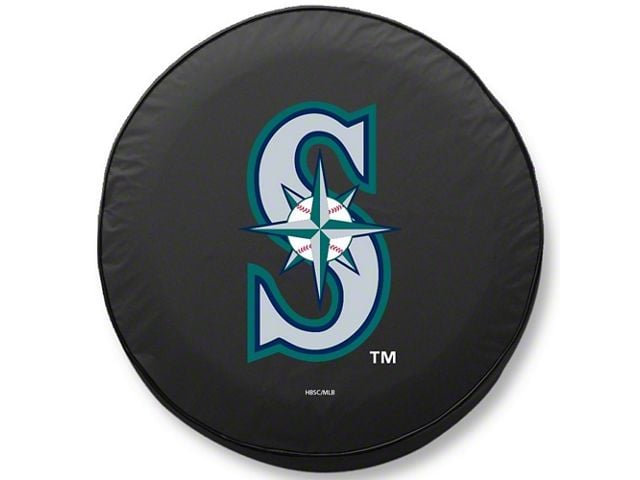 Seattle Mariners Spare Tire Cover with Camera Port; Black (18-24 Jeep Wrangler JL)