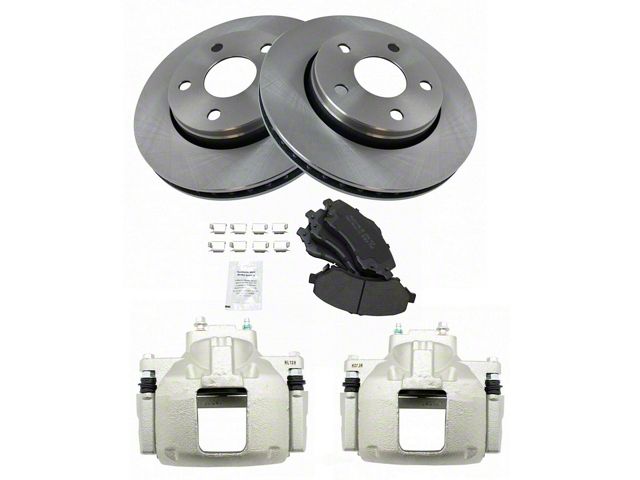 Semi-Metallic Brake Rotor, Pad and Caliper Kit; Front (07-12 Jeep Wrangler JK)