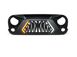 G1 Angry Series Grille with Turn Signals; Matte Black (07-18 Jeep Wrangler JK)