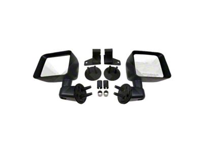 Side Mirrors with Relocation Brackets; Black (07-18 Jeep Wrangler JK)