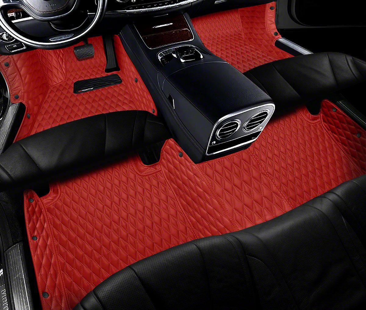 Jeep Wrangler Single Layer Diamond Front and Rear Floor Mats; Full Red ...