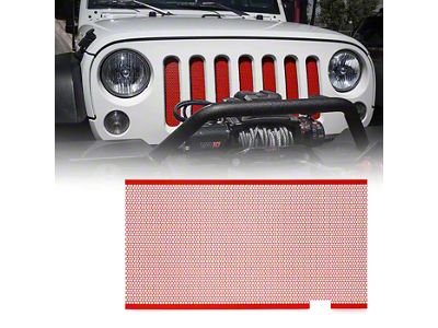 Stainless Steel Grille Insert without Lock Hole; Red (07-18 Jeep Wrangler JK)