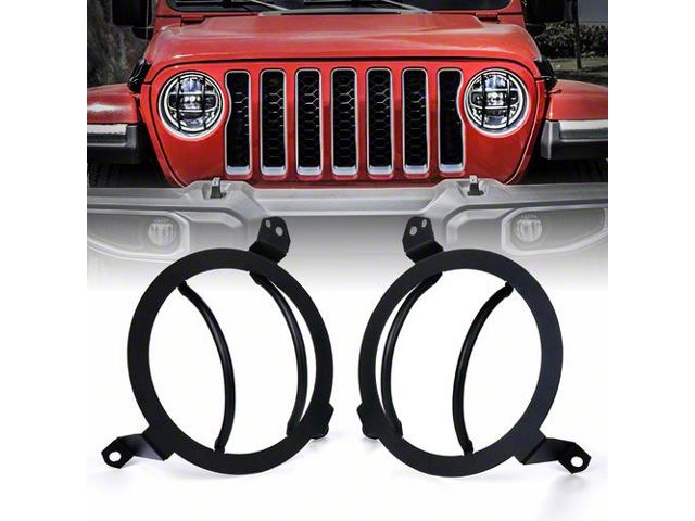 Steel Headlight Guards; Black (18-24 Jeep Wrangler JL)