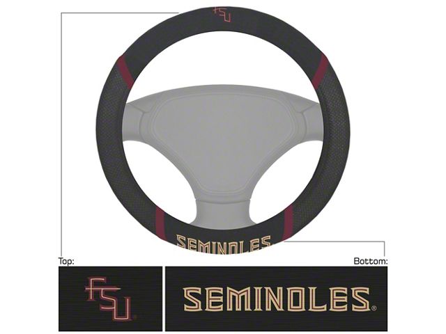 Steering Wheel Cover with Florida State University Logo; Black (Universal; Some Adaptation May Be Required)