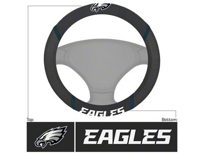 Steering Wheel Cover with Philadelphia Eagles Logo; Black (Universal; Some Adaptation May Be Required)