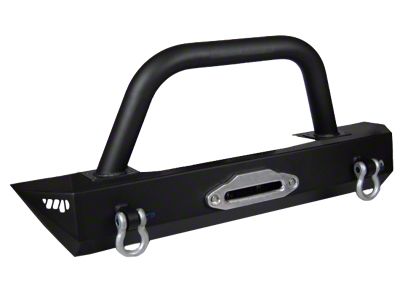 Stubby Winch Front Bumper with 3-Inch Brushguard; Black (07-18 Jeep Wrangler JK)
