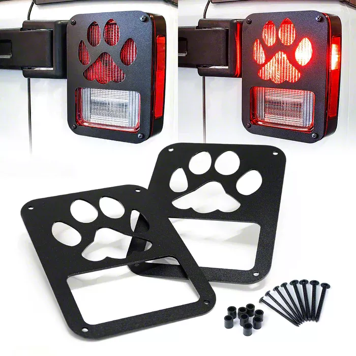 MEALAM Tail Light Cover Compatible with Jeep Wrangler JK JKU 2007 2018 Taillight Cover Guard with Dog Paw Shape Decorative Protector Exterior