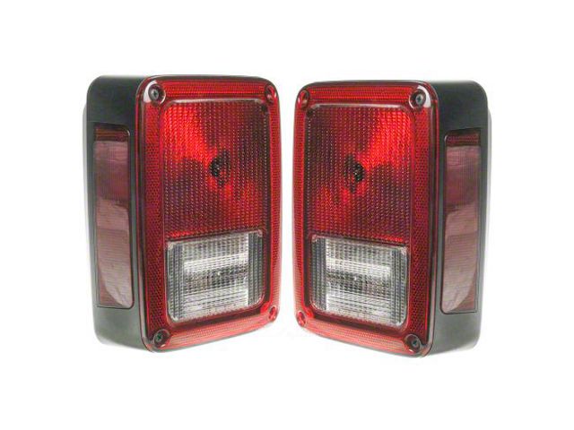 Tail Lights; Chrome Housing; Red/Clear Lens (07-18 Jeep Wrangler JK)