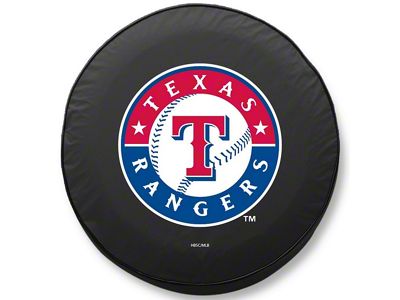 Texas Rangers Spare Tire Cover with Camera Port; Black (18-24 Jeep Wrangler JL)