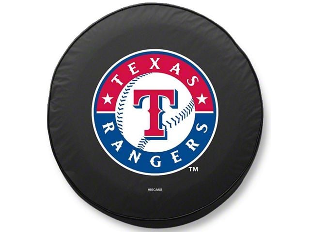 Texas Rangers Spare Tire Cover with Camera Port; Black (18-24 Jeep Wrangler JL)