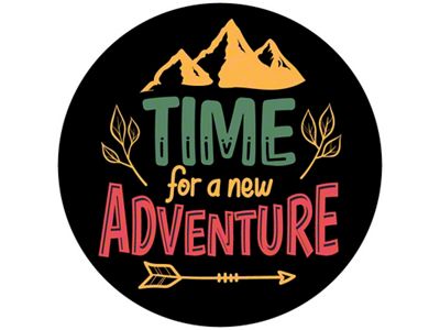 Time for a New Adventure Spare Tire Cover with Camera Cutout; Black (18-24 Jeep Wrangler JL)