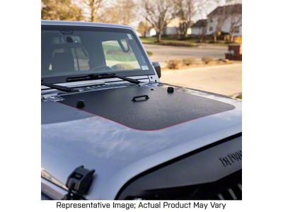 Topographic Map Hood Graphic; Black with Blue Outline (07-18 Jeep Wrangler JK)