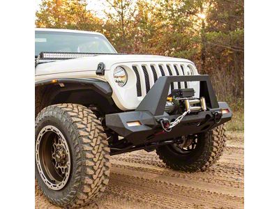 TrailChaser Aluminum Full Width Front Bumper with Angular Brush Guard; Textured Black (18-25 Jeep Wrangler JL)