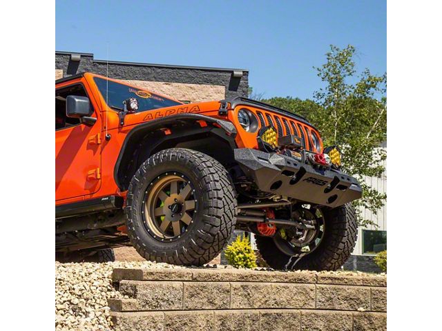 TrailChaser Aluminum Full Width Front Bumper with Fender Flares; Textured Black (18-24 Jeep Wrangler JL)