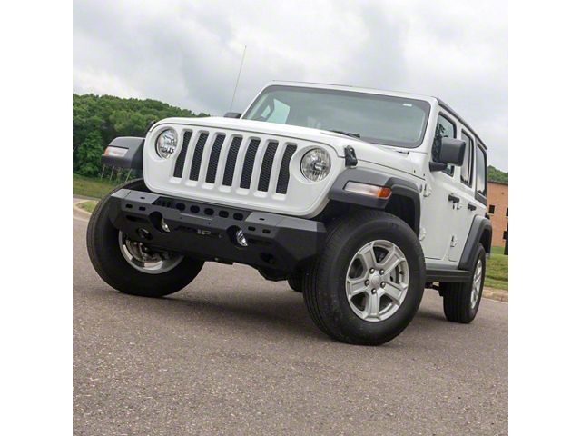 TrailChaser Aluminum Mid-Width Front Bumper; Textured Black (18-24 Jeep Wrangler JL)