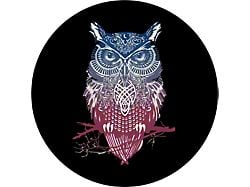 Tribal Owl Spare Tire Cover; Black (76-18 Jeep CJ7, Wrangler YJ, TJ & JK)