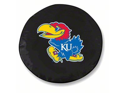 University of Kansas Spare Tire Cover with Camera Port; Black (18-24 Jeep Wrangler JL)