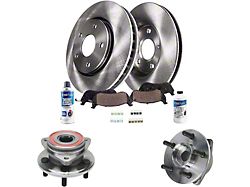 Vented Brake Rotor, Pad, Wheel Hub Assemblies, Brake Fluid and Cleaner Kit; Front (00-06 Jeep Wrangler TJ)