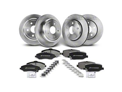 Vented and Solid Brake Rotor and Pad Kit; Front and Rear (07-18 Jeep Wrangler JK)