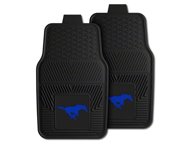 Vinyl Front Floor Mats with Southern Methodist University Logo; Black (Universal; Some Adaptation May Be Required)