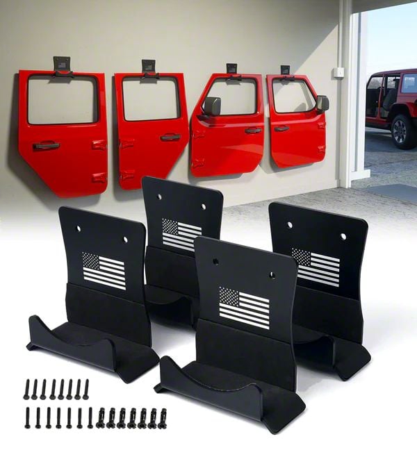 Jeep Wrangler Wall Mount Storage Door Hangers; American Flag Design ...