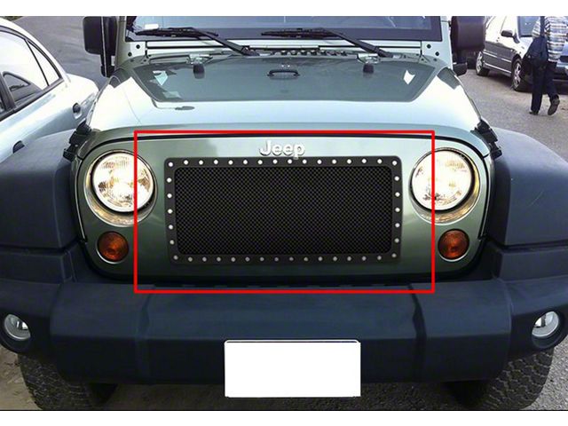 Wire Mesh Rivet Style Grille Insert; Black (07-18 Jeep Wrangler JK)