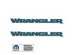 WRANGLER Hood Decal; Gray with Light Blue 4ee Outline (07-24 Jeep Wrangler JK & JL)