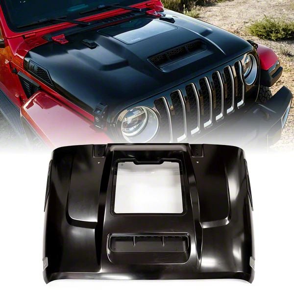 Jeep Wrangler ZR1 Style Hood with Functional Heat Extractor; Unpainted ...