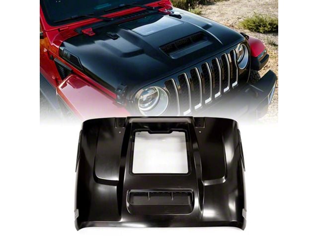 ZR1 Style Hood with Functional Heat Extractor; Unpainted (18-24 Jeep Wrangler JL, Excluding Rubicon 392)