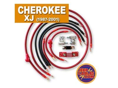 JeepCables Big 7 Battery Cable Kit; 1/0GA (91-95 4.0L Jeep Cherokee XJ)