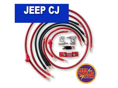 JeepCables Big 7 Battery Cable Kit; 1/0GA (76-86 4.2L Jeep CJ7)