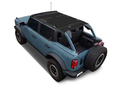 JTopsUSA Full Mesh Top Bimini Sunshade; Jet Black (21-25 Bronco 4-Door w/ Factory Soft or Hard Top)