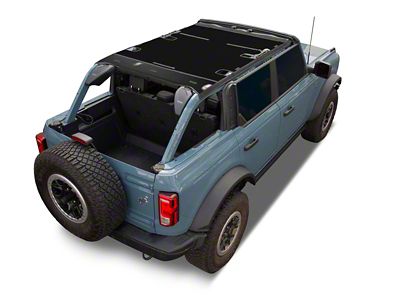 JTopsUSA Full Mesh Top Bimini Sunshade; Jet Black (22-25 Bronco Raptor)