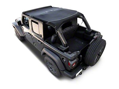 JTopsUSA Full Mesh Top Sunshade; Jet Black (18-23 Jeep Wrangler JL 2-Door w/ Factory Hard Top)