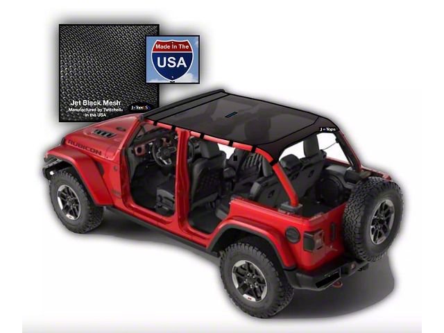 JTopsUSA Safari Top Mesh Sunshade; Jet Black (18-24 Jeep Wrangler JL 4-Door w/ Factory Hard Top)