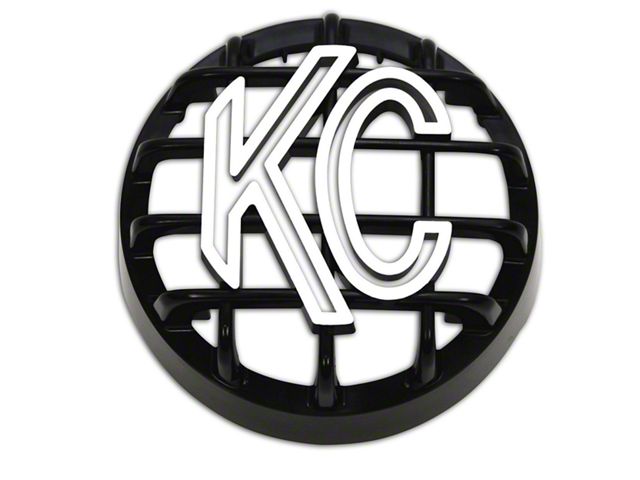 KC HiLiTES 4-Inch Rally 400 Round Light Stone Guard; Black with White KC Logo