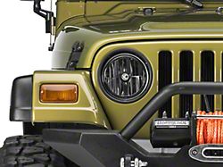 KC HiLiTES Gravity LED 7-Inch Headlights; Black Housing; Clear Lens (97-06 Jeep Wrangler TJ)