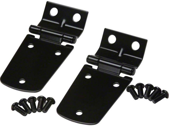 Hood Hinge; Black Powder Coated Stainless Steel; Pair (97-06 Jeep Wrangler TJ)