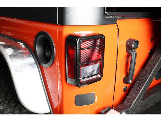 Tail Light Guards; Gloss Black (07-18 Jeep Wrangler JK)