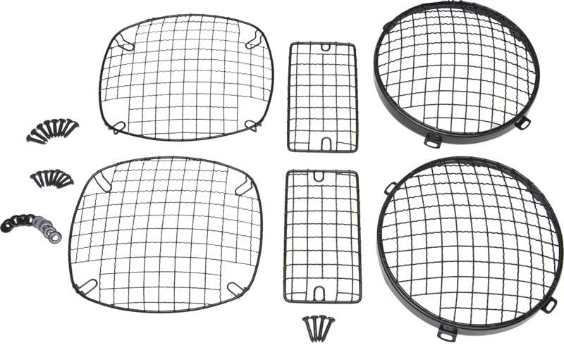 Jeep Wrangler Wire Mesh Headlight Guard; Set of 6; Black Powder Coated ...