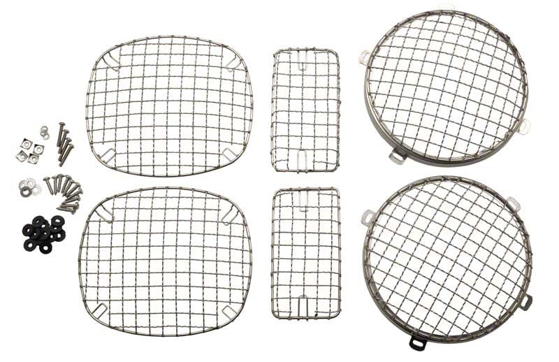 Jeep Wrangler Wire Mesh Headlight Guard Set; Polished Stainless Steel ...