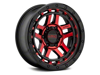 KMC Recon Gloss Black Machined with Red Tint 6-Lug Wheel; 18x8.5; 0mm Offset (04-15 Titan)