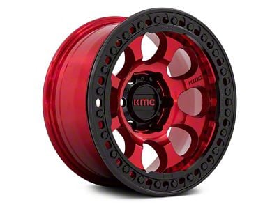 KMC Riot Beadlock Candy Red with Black Ring 6-Lug Wheel; 17x9; -38mm Offset (05-15 Tacoma)