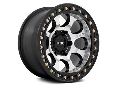 KMC Riot Beadlock Machined Face with Satin Black Windows and Ring 6-Lug Wheel; 17x9; -38mm Offset (10-24 4Runner)