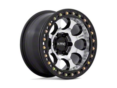 KMC Riot Beadlock Machined with Satin Black Windows and Ring 6-Lug Wheel; 17x8.5; 0mm Offset (10-24 4Runner)