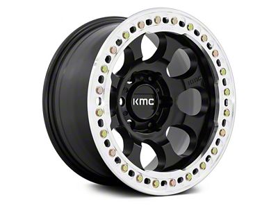 KMC Riot Beadlock Satin Black with Machined Ring 6-Lug Wheel; 17x9; -12mm Offset (10-24 4Runner)