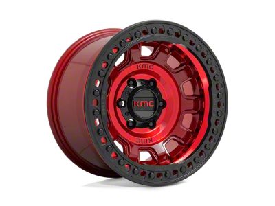 KMC Tank Beadlock Candy Red 6-Lug Wheel; 17x9; -15mm Offset (10-24 4Runner)